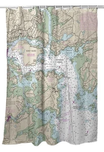 Betsy Drake Portsmouth Harbor, NH Nautical Map Shower Curtain - Picture 1 of 1