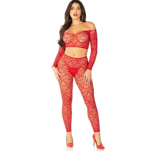 LEG AVENUE - CROP TOP + STRÜMPFE ROT EINHEITSGRÖSSE - Gleitgel - Bild 1 von 1