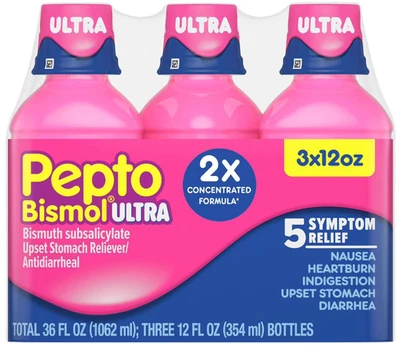 Pepto Bismol Ultra Liquid Original Stomach Relief 12oz Pack of 3 - Image 1 of 4