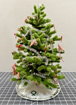 Vintage Old Chenille Pipe Cleaner Decorated Dollhouse Miniature Christmas Tree - Image 1 of 4