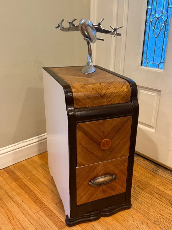 Mesa auxiliar de mesita de noche vintage Art Deco cascada difícil de encontrar Foto 1 de 4