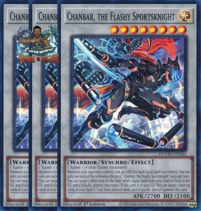 Yugioh! 3x Chanbar, the Flashy Sportsknight DOOD-EN083 súper raro primera edición casi nuevo - Imagen 1 de 1