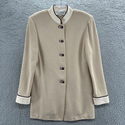 Jaqueta St John Feminina 6 Marie Cinza Santana Malha Botão para Cima Manga Longa - Imagem 1 de 4