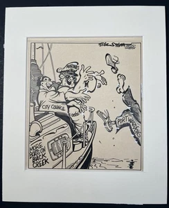 1981 Eric Smith Original Politische Karikatur „Man Overboard!!" Capital Gazette - Bild 1 von 13