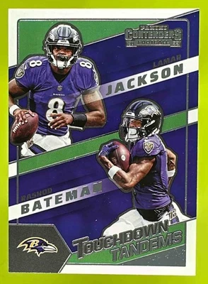 2022 Panini Contenders Lamar Jackson Rashod Bateman Touchdown Tandems #TDT-LJA - Image 1 of 2