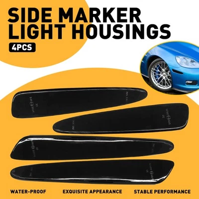 4X Para Chevrolet Corvette C6 2005-13 Estuche de luz marcadora delantera y trasera ahumada PU Foto 1 de 4