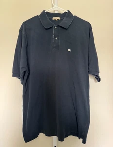 Polo Burberry London para hombre Nova Check tapeta blanco logotipo azul marino algodón XL - Imagen 1 de 5