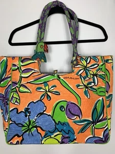 Vintage 1990's Sally Huss Art to Wear Tote Bag Beach Bag Tropical With Charm - Picture 1 of 14