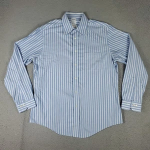 Brooks Brothers 346 camicia uomo grande blu a righe slim fit non ferro bottoni* - Foto 1 di 8