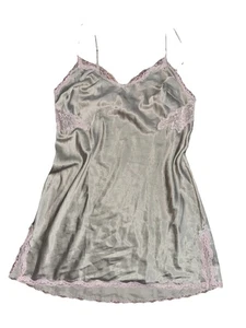 Victoria’s Secret Lace Satin Slip Dress Silver Pink Women’s Size Medium - Picture 1 of 5