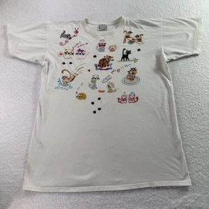 Vintage 90er Schwanenzauber bestickt Katze Katzen T-Shirt RAR bunt - Bild 1 von 7