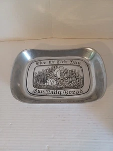 Vintage Wilton Armetale Platte "Gib uns heute unser täglich Brot" Brot Tablett - Bild 1 von 11