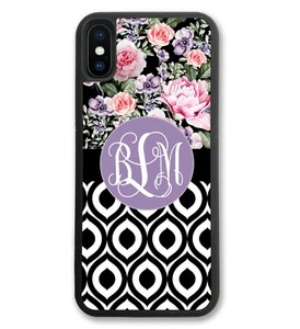 CASE FOR IPHONE FLORAL GEOMETRIC PERSONALIZED MONOGRAM ALL MODELS X XS XPLUS 8 7 - Photo 1 sur 8