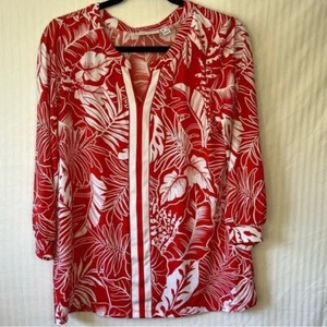 Top floral rojo Susan Graver M - Imagen 1 de 6