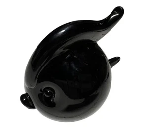 Archimede Seguso Murano Black Glass Puffer Fish Sculpture Paperweight Rare Italy - Picture 1 of 12