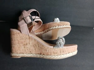Madden NYC Women's Ankle Strapp Beige Espadrille Wedge Sandal Heel Size 9.5 - Picture 1 of 6