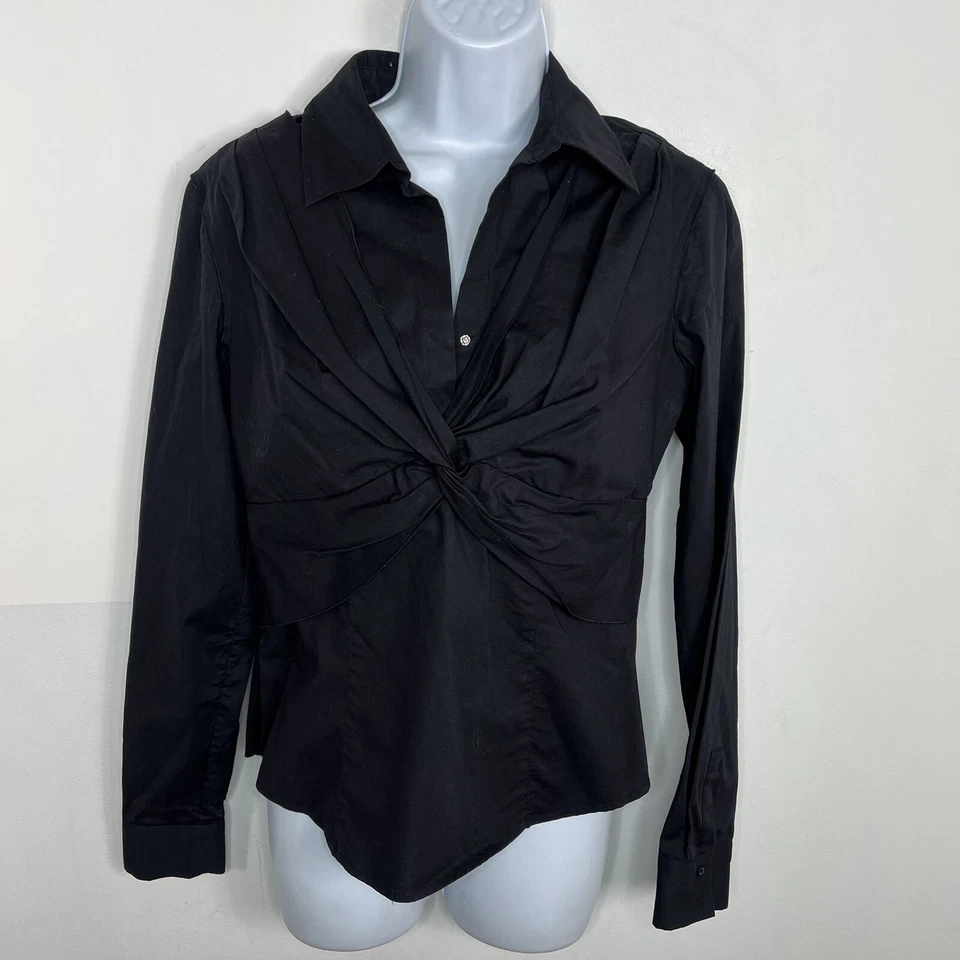 Camisa Top Daisy Fuentes Mujer Talla S Negra Cuello Largo Cuello en V Cremallera Lateral Foto 1 de 4