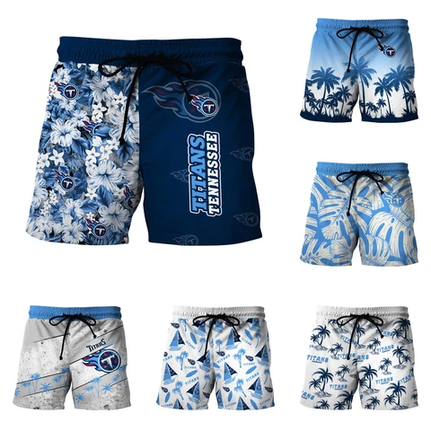 Tennessee Titans Men's Hawaiian Shorts Quick Dry Drawstring Shorts w/Pockets Cover