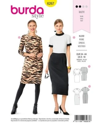 6267 PATRON BURDA  2 CREATIONS ROBE DROITE ELEGANTE  TAILLE DU 36 AU 46 - Photo 1/2