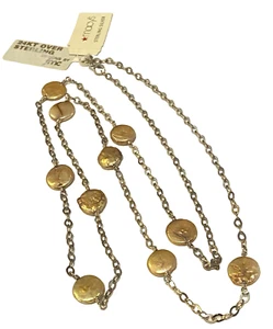 24K Gold on Sterling Fresh Water Champagne Pearl 30" Station Necklace-$120-NWT - Picture 1 of 14