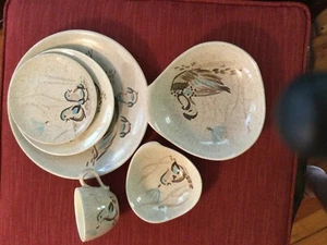 6 piece place setting Bob White pottery by Red Wing Vintage Mid-Century Modern - Picture 1 of 1