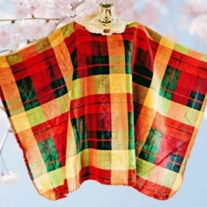 GROOVY GLAM Handmade Velvet Plush Sherpa Poncho - Picture 1 of 3
