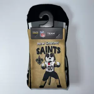 NWT New Orleans Saints Football Youth Size Socks Phenom - Mascot Fever Black NFL - Picture 1 of 5