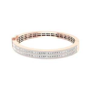 Brazalete baguette redondo real moissanita de 4,13 quilates para mujer enchapado en oro de 14 k - Imagen 1 de 18