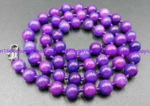 Fashion 8mm Natural Purple Sugilite Round Gemstone Beads Necklace 18 Inch - Picture 1 of 12