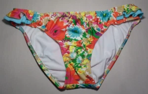 Gianni Bini Größe Large RÜSCHEN SEITENHOSE Mehrfarbig Blumenmuster Neu Bikinihose - Bild 1 von 15