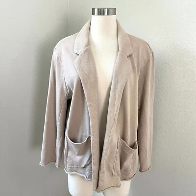 Chaqueta Blazer Jersey Eileen Fisher Mujer Grande 100% Algodón Orgánico Arena Algodón Foto 1 de 4