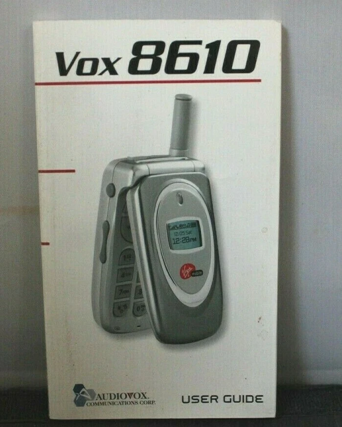 User Guide Manual Virgin Mobile Audiovox Vox CDM 8610 Cell Phone Book White New - Image 1 of 1