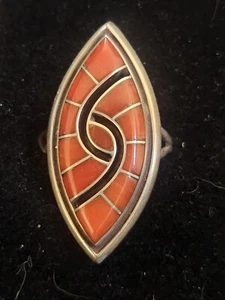 Native American Zuni Red Coral Sterling Woman's Ring Size 8.5 Amy Quandelacy - Picture 1 of 4