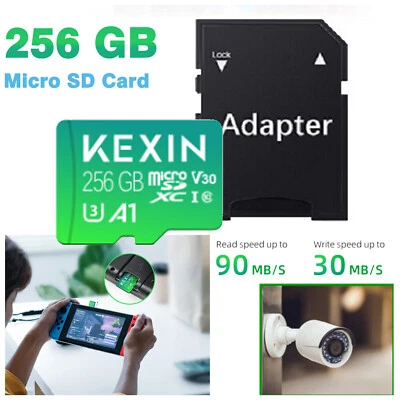 KEXIN 1x 256GB Micro SD Cards SD Card A1 V30 U3 TF Memory Card For Camera/Drone/Gaming