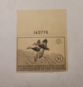 USA Bund Entenmarke #RW7 - postfrisch OG-NH, F - sehr schön Platte # 143776 beigefügt - Bild 1 von 2