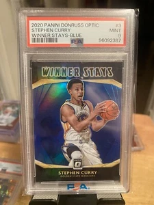 2020-21 Panini Donruss Optic #3 Stephen Curry PSA 9 Winner Stays Blue 29/85 - Picture 1 of 2