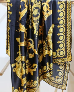 Sallys 100% Mulberry Silk Wrap Shawl totem Print Square Scarf 43"new - Picture 1 of 2