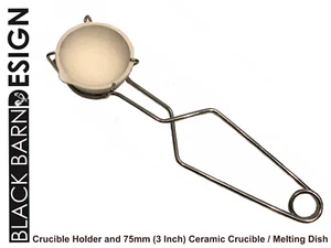 75 mm (3") Melting Dish/ Crucible Crucible with Whip Tong Handle Holder - Picture 1 of 2