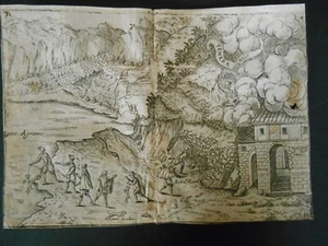 Antiche Stampe - Lago di Agnano e Grotta del Cane - Vicenza  F.Bolzetta 1638 - Foto 1 di 1