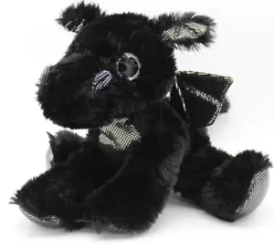 Aurora Sparkle Tales 9" Rogue Dragon Black Silver Shiny Plush Stuffed Animal - Picture 1 of 24