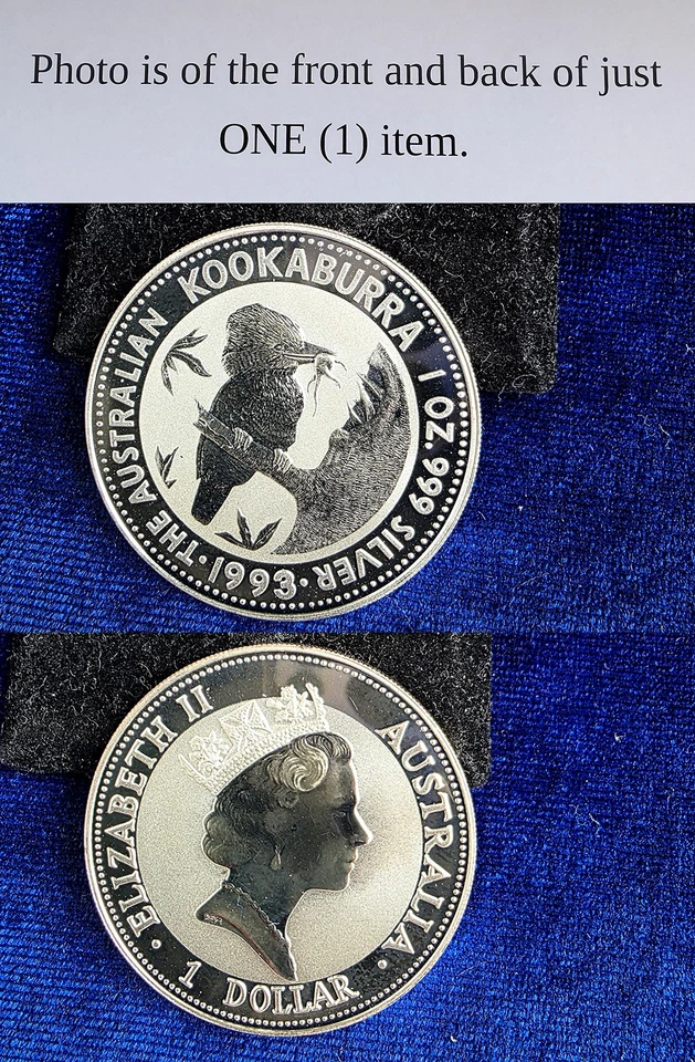 Moneda de plata fina redonda Australia 1993 $1 Cucaburra 1 Troy OZ 999 Foto 1 de 1