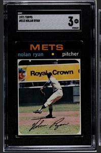 1971 Topps #513 Nolan Ryan New York Mets HOF SGC 3 CLEAN EYE APPEAL - Bild 1 von 2