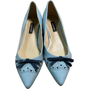 Nine West Womens Riya Dress Loafers Light Blue With Navy Accent Size 6.5 Wingtip - Picture 1 of 9