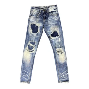 Smugglers Moon Men Speak Easy Tred Carefully Distressed Denim Jean Size 28x31 - Picture 1 of 19