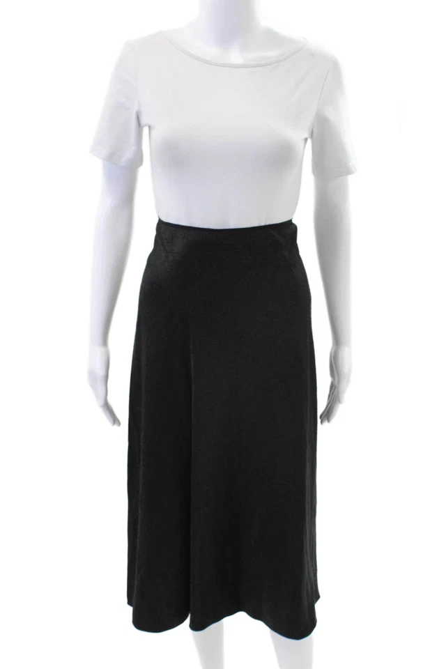 Rag & Bone Womens Printed Zip Back A-Line Skirt Solid Black Size 6 - Image 1 of 4