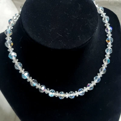 Vintage Austrian Crystal Art Deco AB Faceted Choker Necklace - Image 1 of 4