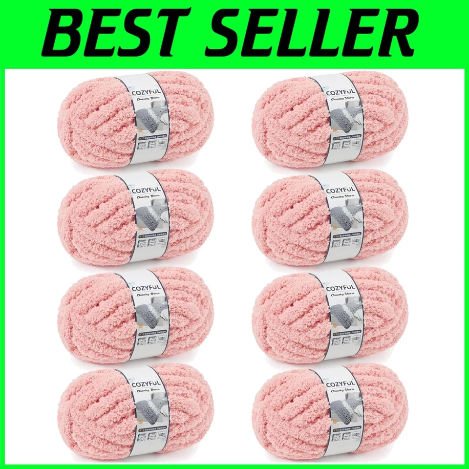 Pink Chunky Chenille Yarn 8 Pack - Super Bulky 25 yds - Image 1 of 4
