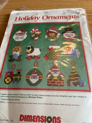 Vintage Dimensions —7 Plastic Holiday  Canvas Ornaments To Make Kit Crafty *READ - Image 1 of 4