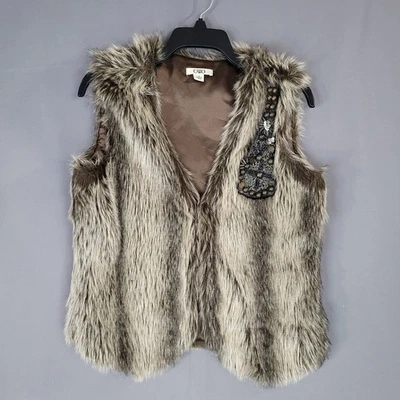 Cato искусственного меха жилет женщин коричневый маленький украшенный с подкладкой - Изображение 1 из 4