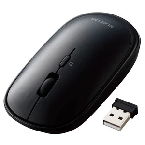 ELECOM Wireless Mouse, Wireless 2.4GHz Slint M-TM10DBBK/EC, Thin, Quiet, 4 Butto - Picture 1 of 8